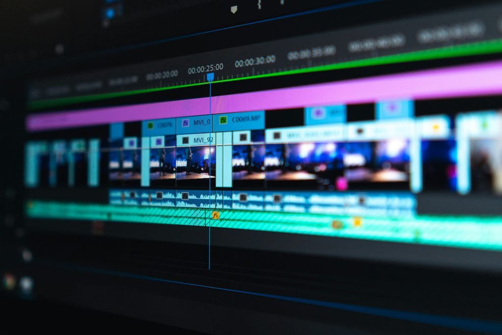 Close-up of a complex video editing timeline in Adobe Premiere Pro. It highlights professional post-production and video editing skills.