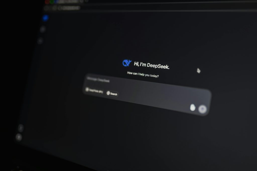 Close-up of an AI-driven chat interface on a computer screen, showcasing modern AI technology.